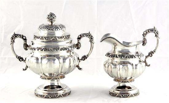 Appraisal: American coin silver creamer and sugar Baldwin Gardiner New York