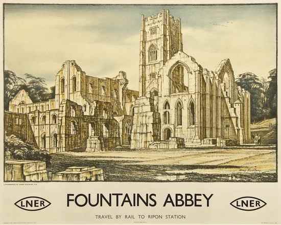 Appraisal: RUSHBURY Henry George Sir RA - FOUNTAINS ABBEY LNER lithograph