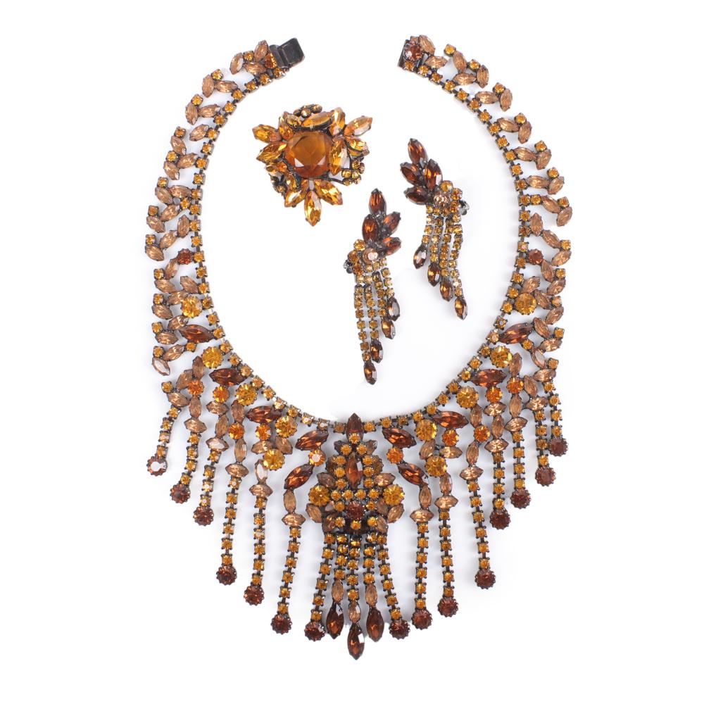 Appraisal: Delizza Elster Juliana Vintage amber marquise crystal sparkle jewel demi