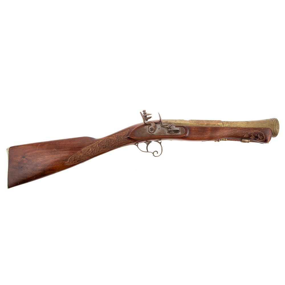 Appraisal: Belgian Made Flintlock Blunderbuss Possibly Centaure model carved stock overall