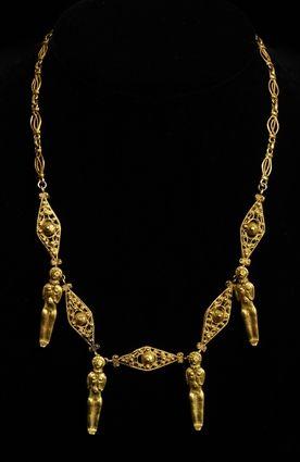 Appraisal: PERSIAN GOLD FILIGREE NECKLACE WITH PENDANTS in pendants in Provenance