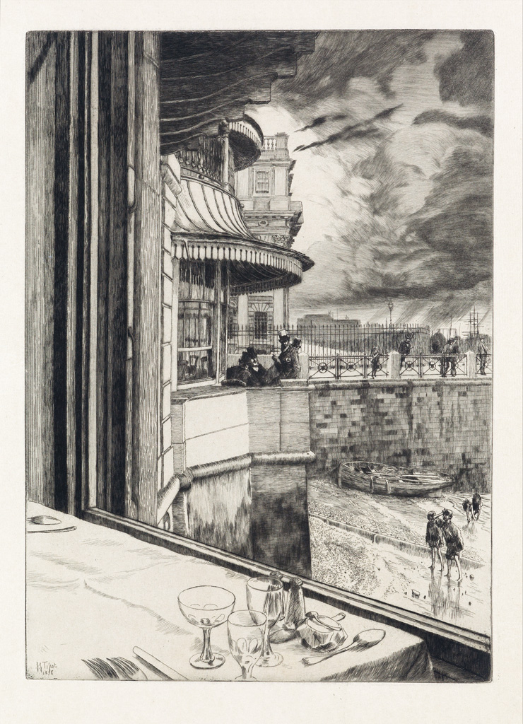 Appraisal: JAMES JACQUES TISSOT Trafalgar Tavern Greenwich Etching and drypoint on