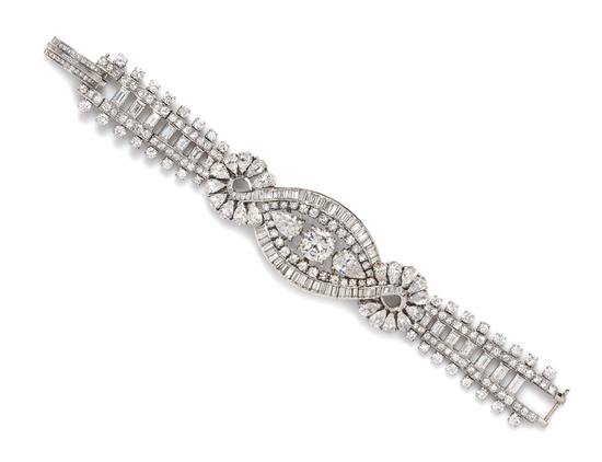 Appraisal: Sale Lot A Platinum and Diamond Bracelet Circa in an