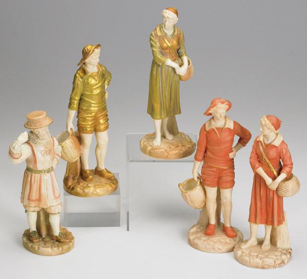 Appraisal: ROYAL WORCESTER Five figurines late th early th C two