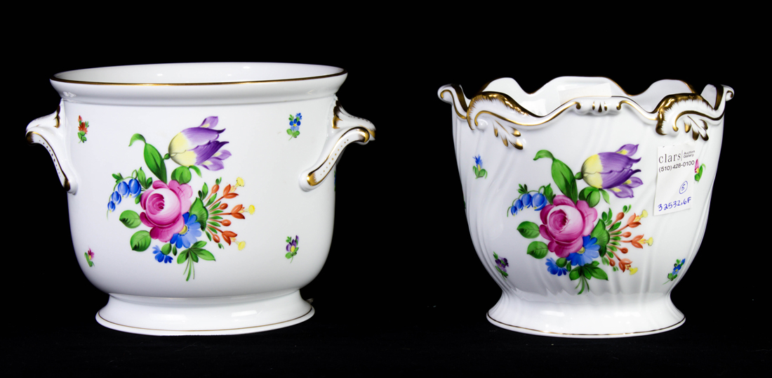 Appraisal: Two Herend porcelain cache pots or jardineres in the Printemps