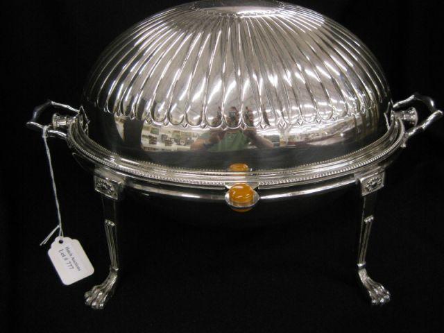 Appraisal: English Silverplate Bun Warmer dome revolving top footed x handled