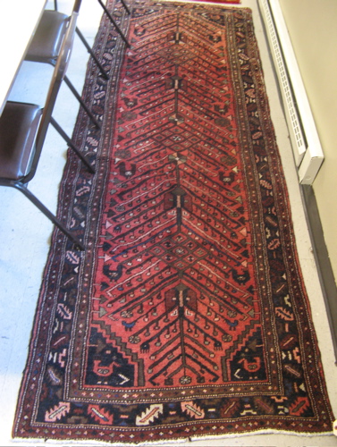 Appraisal: PERSIAN HALL RUG northwestern tribal stylized tree of life design