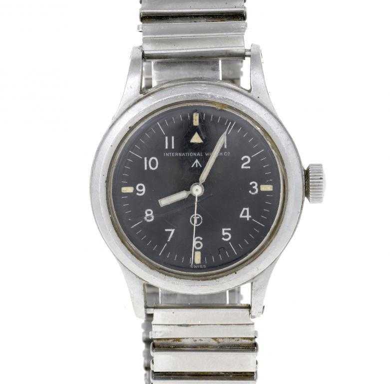 Appraisal: AN INTERNATIONAL WATCH CO STAINLESS STEEL MILITARY ISSUE WRISTWATCH jewelled