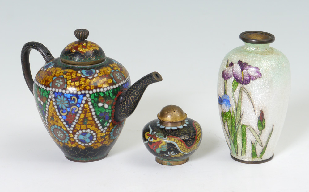 Appraisal: PIECE CLOISONNE VESSELS pieces total to include Miniature tea pot