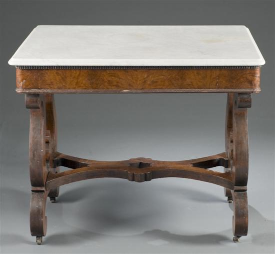 Appraisal: Empire style marble topped parlor table nd half th century