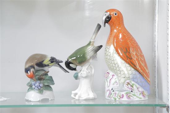 Appraisal: THREE BIRD FIGURINES Including one Herend polychrome parrot Base marked