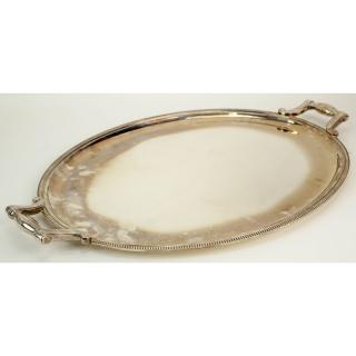 Appraisal: Large Christofle France Silver Plated Handled Oval Serving Tray Large