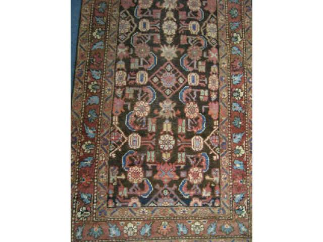 Appraisal: Hamadan Persian Runner stylized floral and geometric design ' x