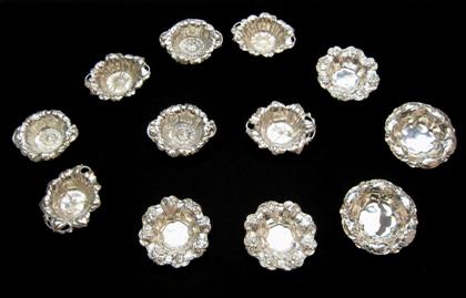 Appraisal: Twelve assorted sterling silver individual nut dishes first third of