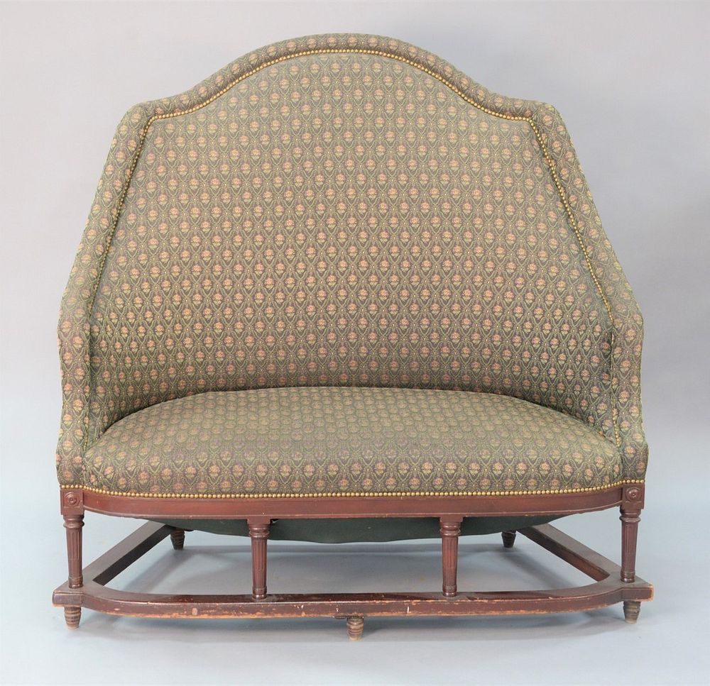 Appraisal: Margolis Sheraton-style loveseat with high back Margolis label on bottom