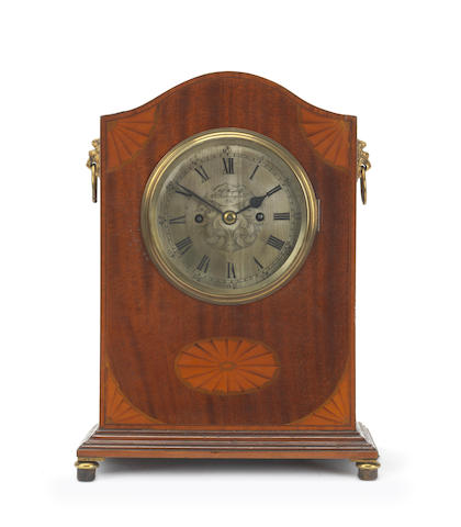 Appraisal: An early th century mahogany and inlaid fusee table clock