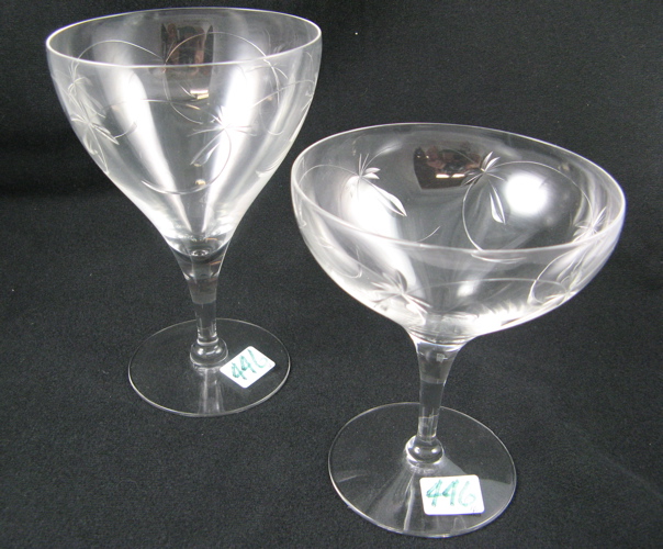 Appraisal: SIXTEEN TIFFIN CLEAR CRYSTAL GOBLET SETS made by the Tiffin