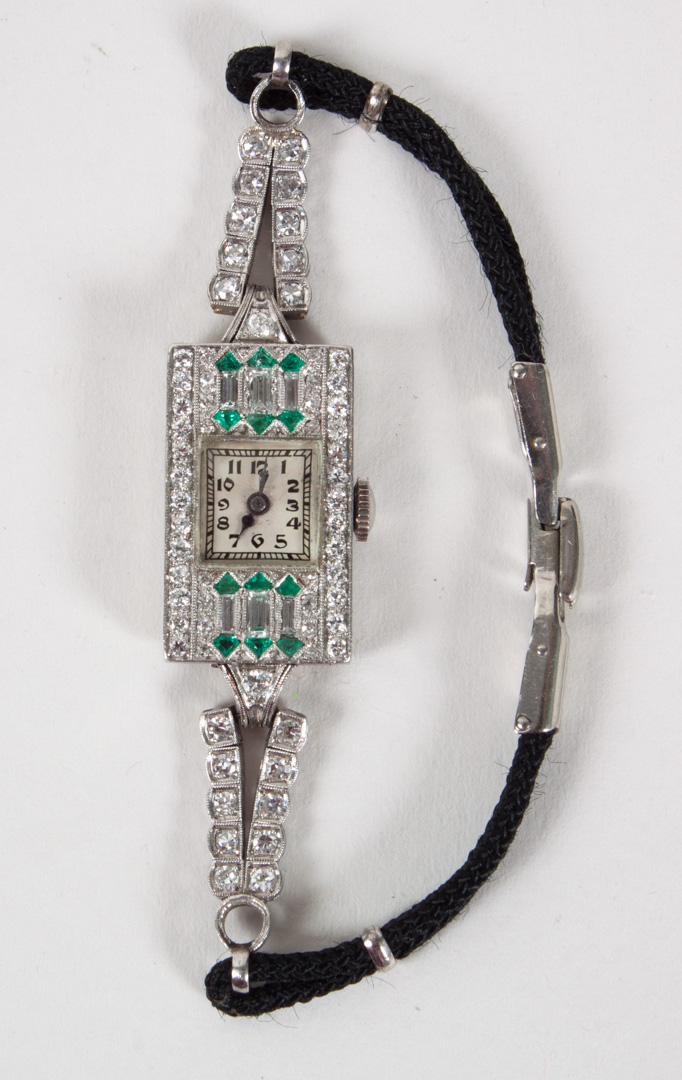 Appraisal: Lady's Gruen Art Deco platinum diamond watch with six small