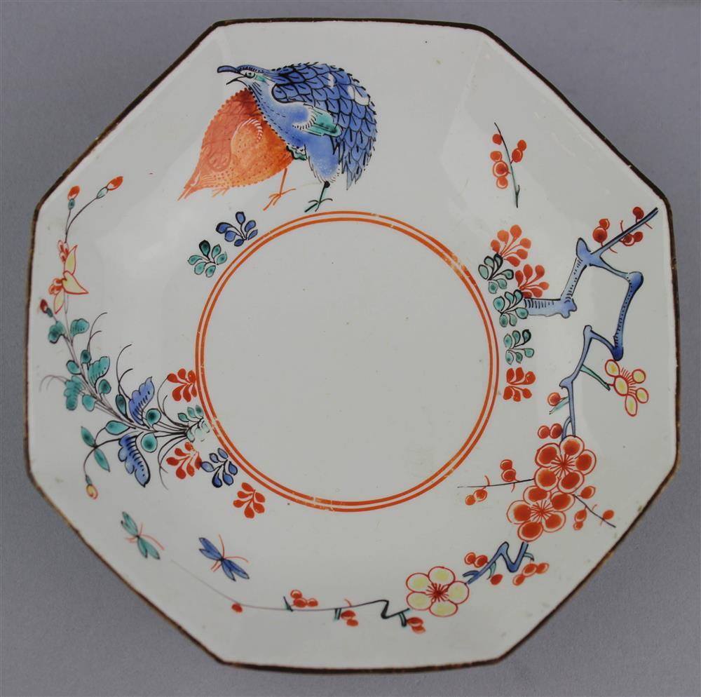 Appraisal: CHANTILLY KAKIEMON OCTAGONAL SAUCER circa iron-red hunting horn to the