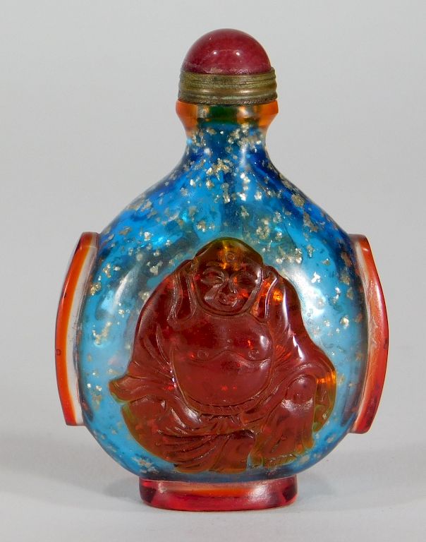 Appraisal: Chinese Peking Glass Buddha Snuff Bottle China Early th century