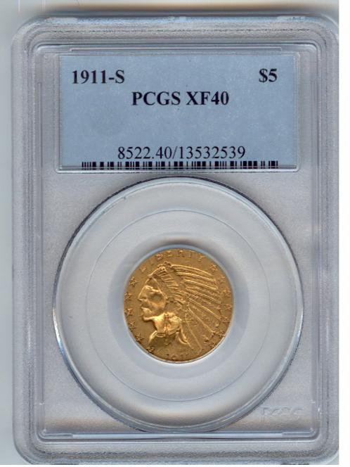 Appraisal: -S GOLD INDIAN HEAD COIN PCGS XF PCGS graded XF