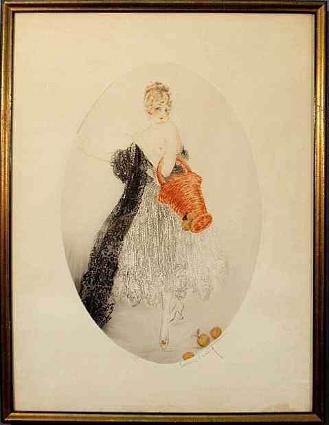 Appraisal: Icart Louis French - etching of a woman with a