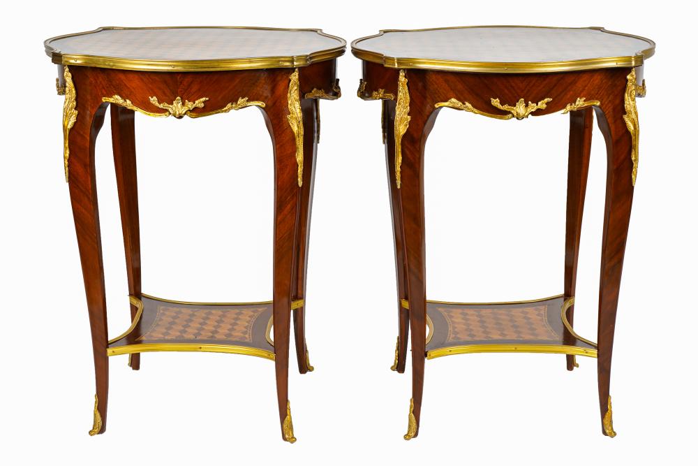 Appraisal: PAIR OF LOUIS XV STYLE TABLES WITH BRONZE MOUNTSeach with