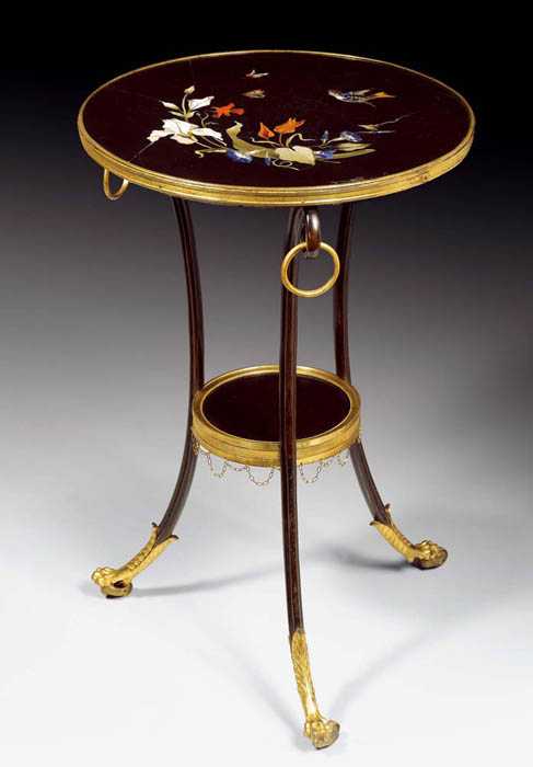 Appraisal: GUERIDON WITH PIETRA DURA TOP Louis XVI after designs by