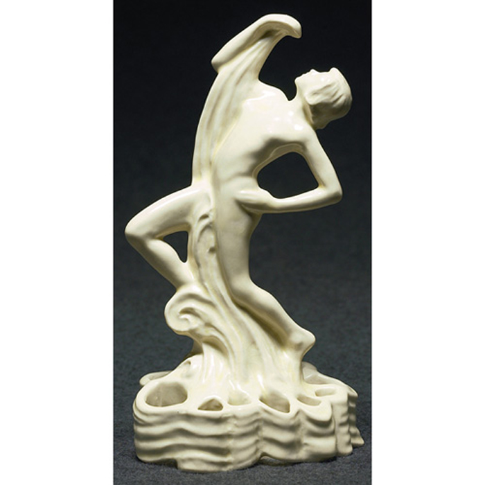 Appraisal: Cowan flower frog nude dancer ivory high glaze marked w