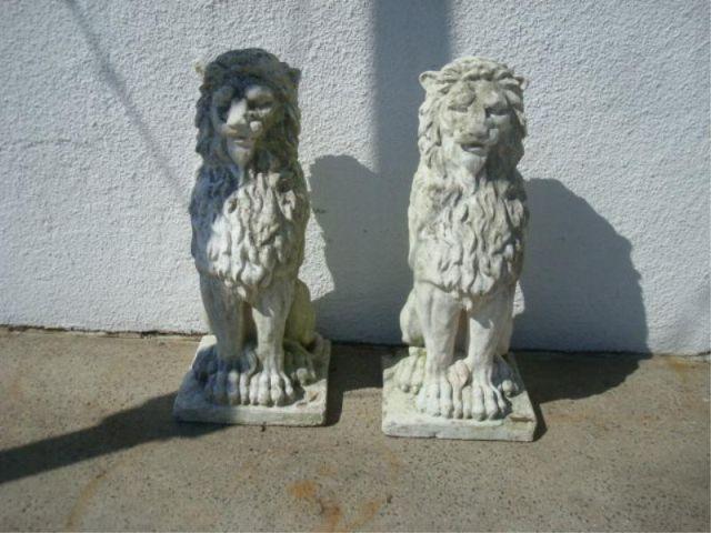 Appraisal: Pair of Concrete Lions From the grounds of a Westchester