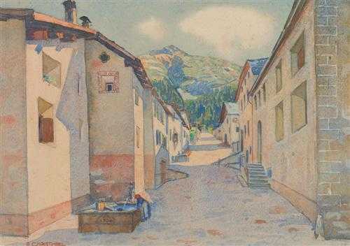 Appraisal: CHRISTOFFEL ANTON Scanfs - Z rich Village road Watercolour on