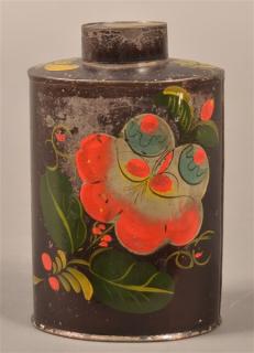 Appraisal: Pennsylvania th Century Toleware Tea Caddy Floral and foliate single