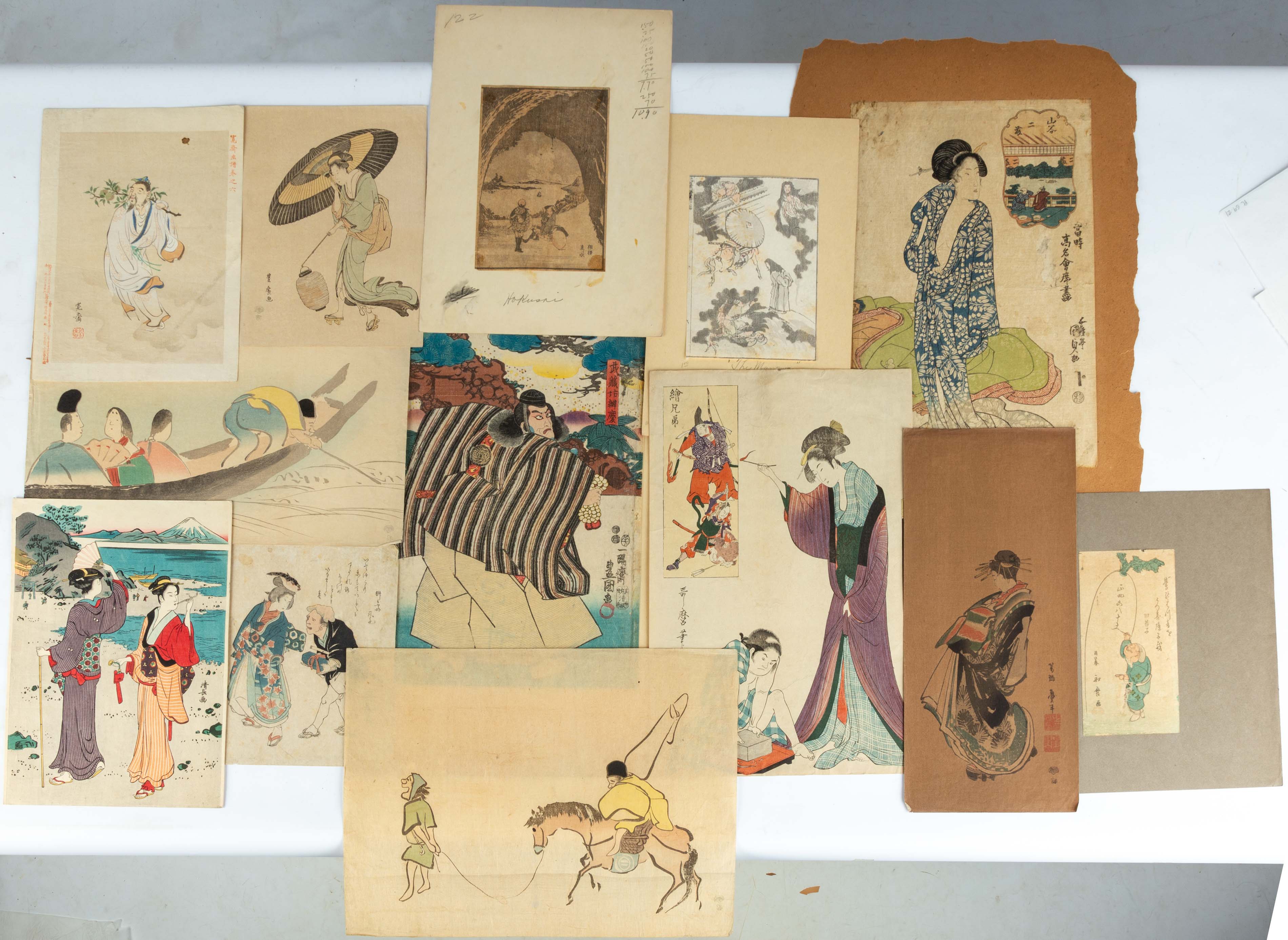 Appraisal: JAPANESE WOODBLOCK PRINTS WITH FIGURES Japanese Woodblock Prints with Figures