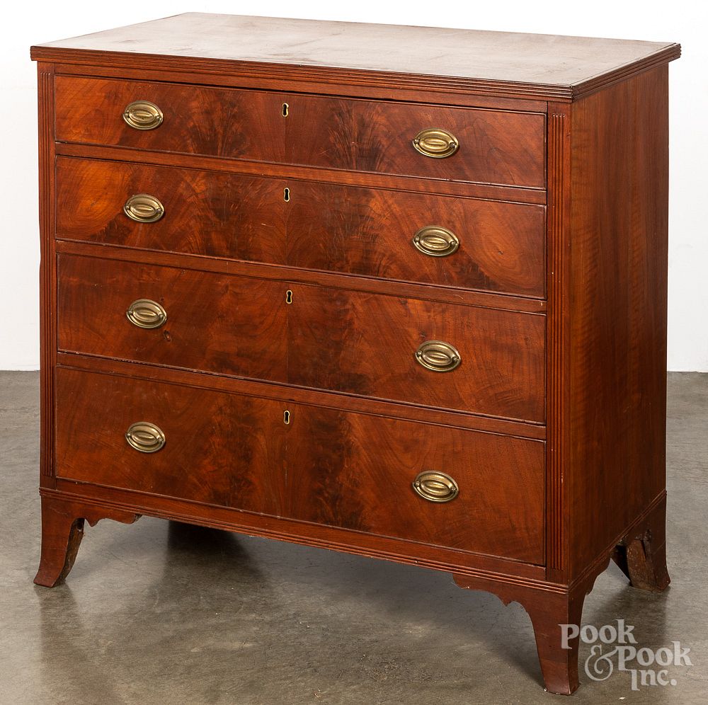 Appraisal: Pennsylvania Federal walnut chest of drawers Pennsylvania Federal walnut chest