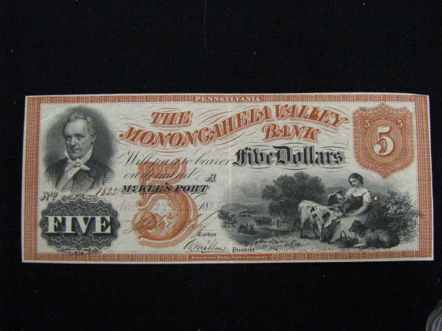 Appraisal: Monogahela Valley Pennsylvania Bank note McKee's port extra fine