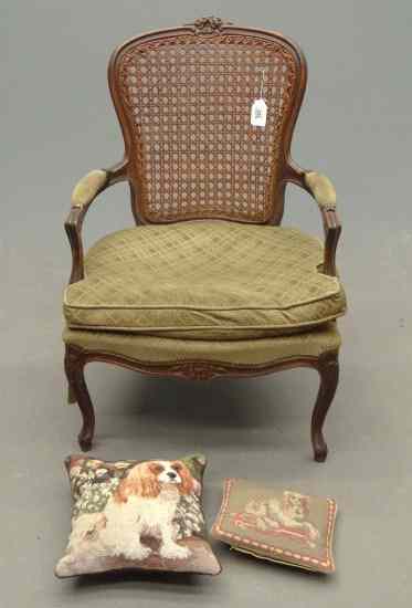 Appraisal: French style cane seat and back armchair '' Seat Ht