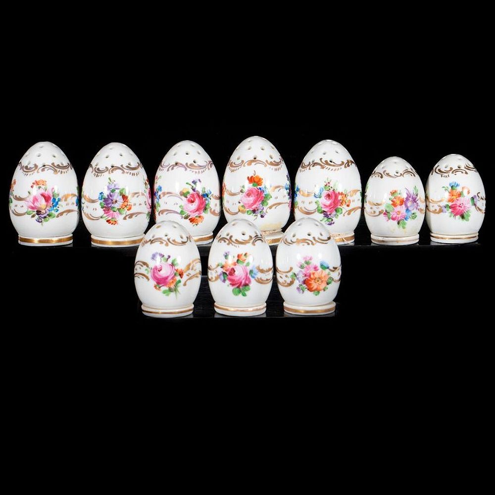 Appraisal: Dresden Hutschenreuther Porcelain Salts and Peppers Each floral and gilt