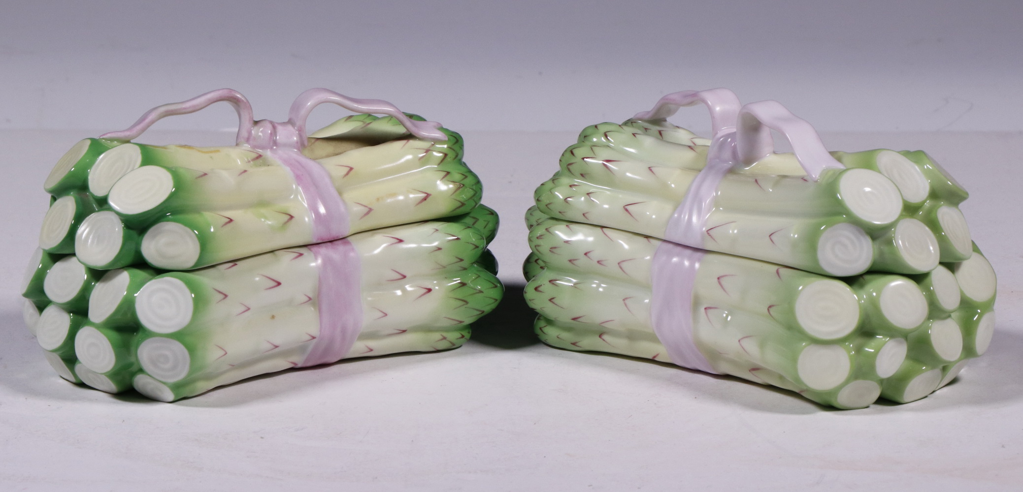 Appraisal: PR HEREND PORCELAIN BOXES Pair of Herend Hungarian Porcelain Asparagus