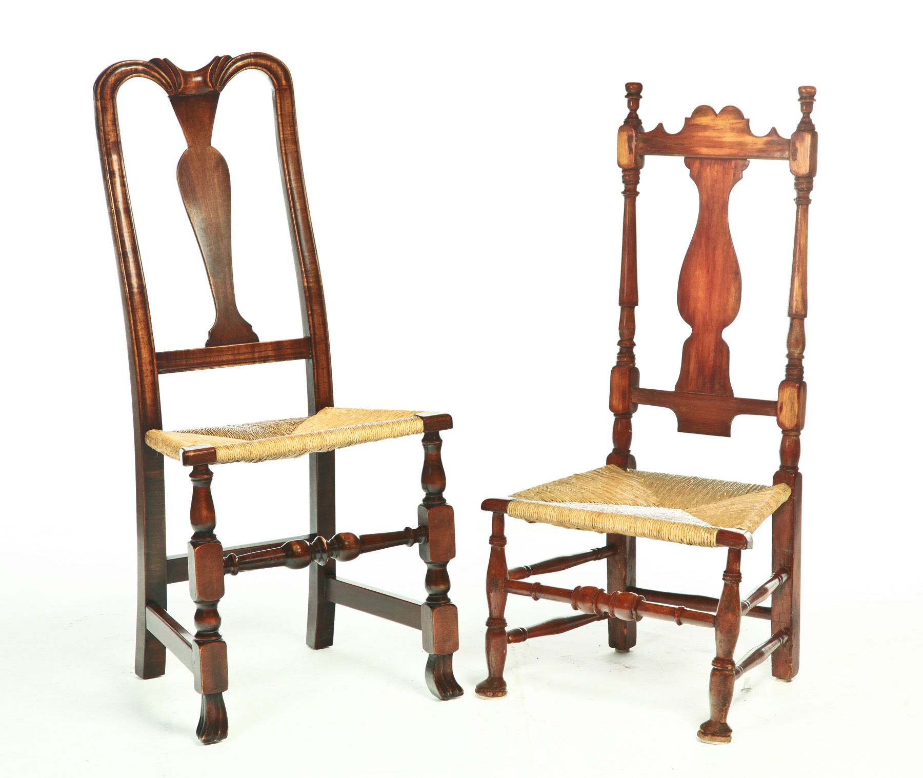 Appraisal: TWO AMERICAN QUEEN ANNE CHAIRS Mid th century maple Vase