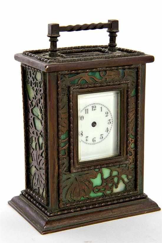 Appraisal: Tiffany Studios Grapevine pattern small carriage clock New York first