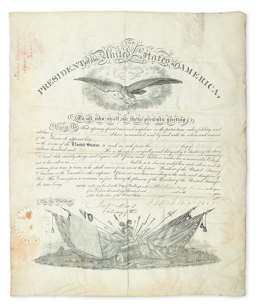 Appraisal: PIERCE FRANKLIN Partly-printed vellum Document Signed as President military commission