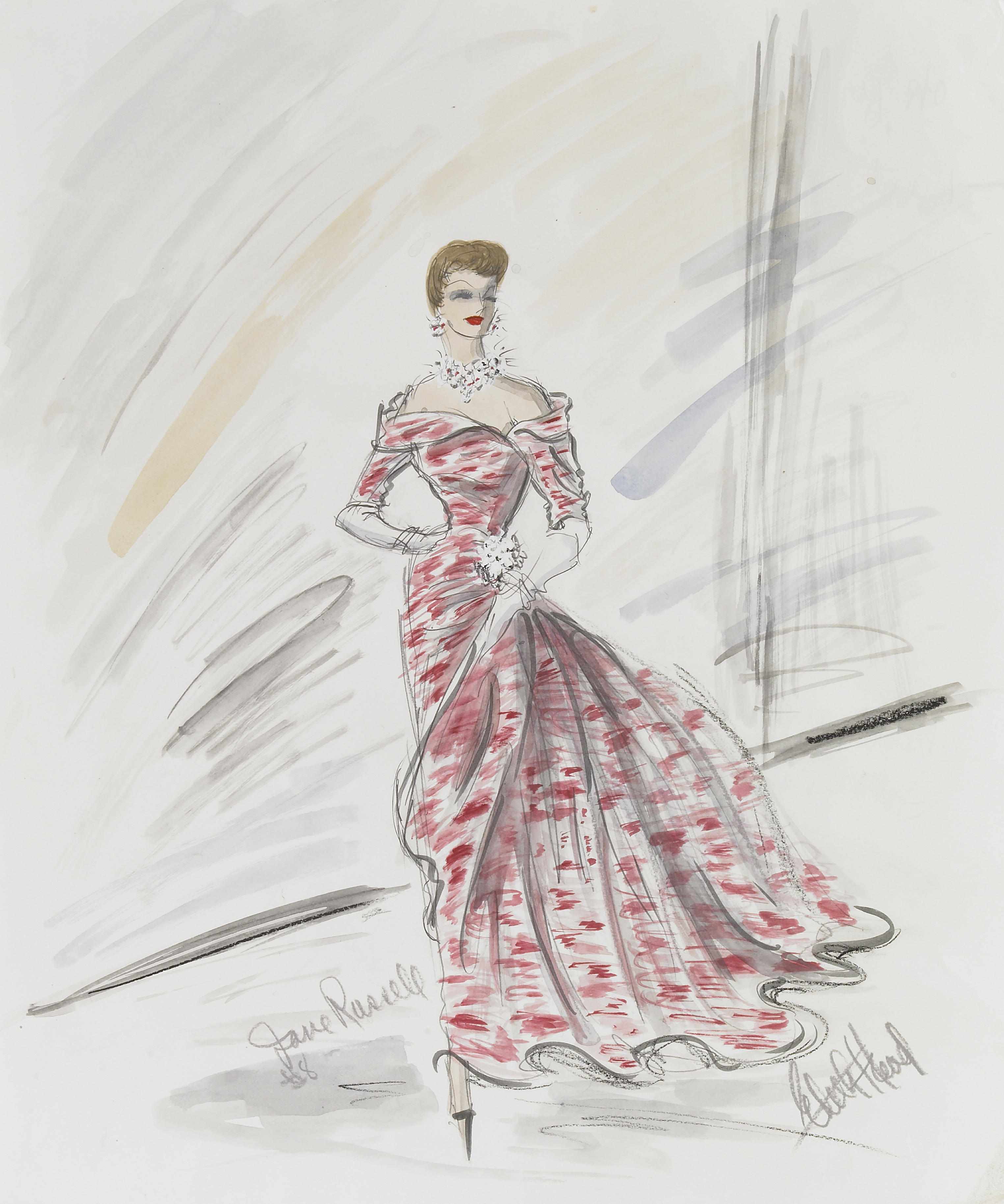 Appraisal: Original costume design by Edith Head for Jane Russell An