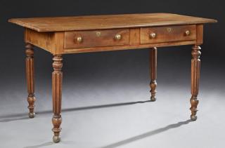 Appraisal: French Carved Cherry Louis XVI Style Writing Table French Carved