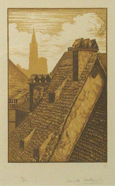 Appraisal: Camille Beltrand Notre Dame Color woodcut printed on wove paper