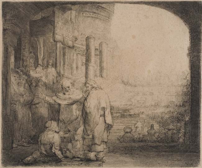 Appraisal: REMBRANDT VAN RIJN Peter and John Healing the Cripple at