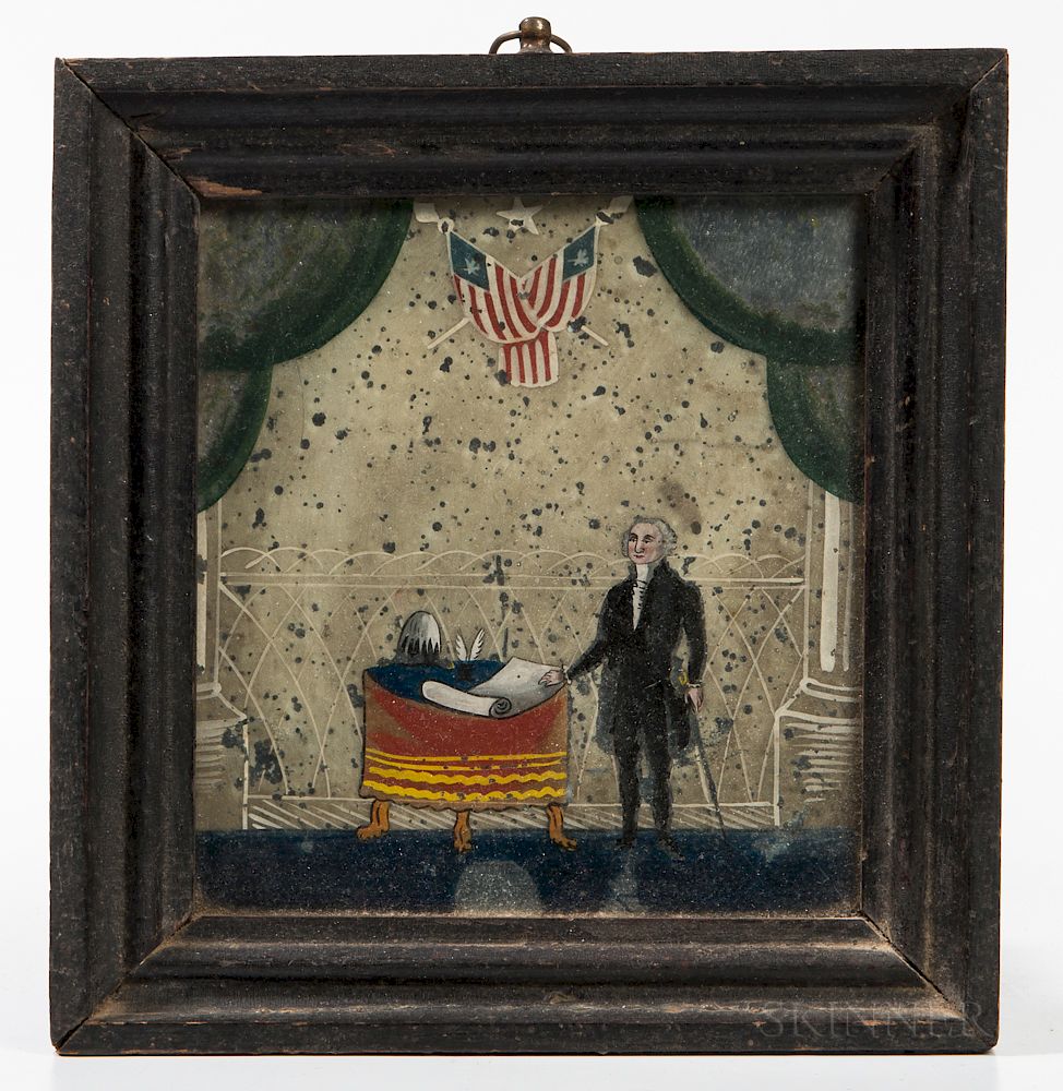 Appraisal: Reverse Painting on Glass Depicting George Washington Reverse Painting on