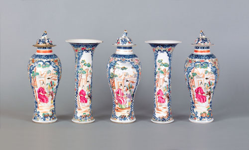 Appraisal: Chinese export porcelain five piece mantle garniture ca consisting of