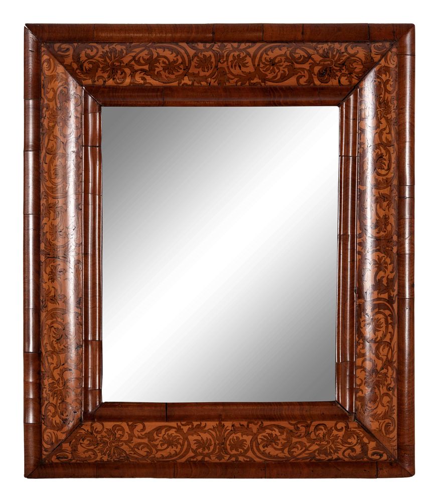 Appraisal: A William and Mary Walnut and Marquetry Mirror A William