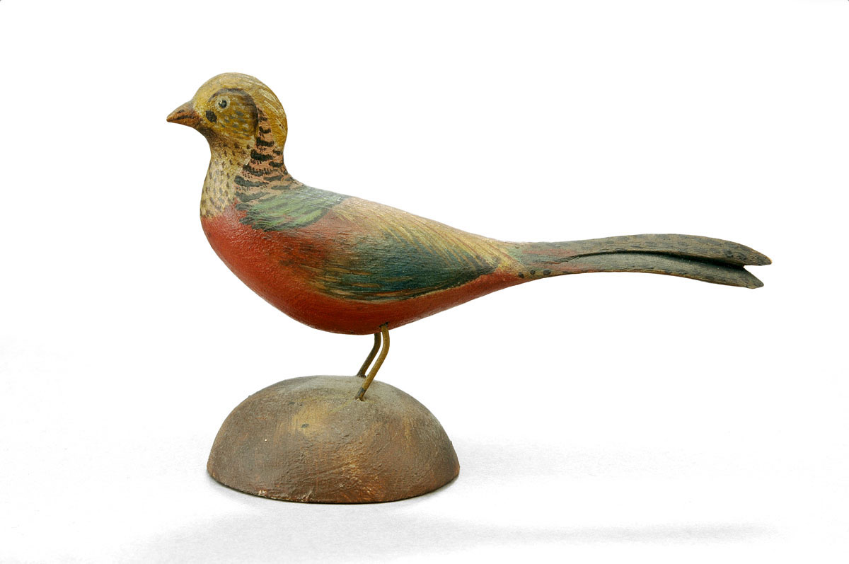 Appraisal: A ELMER CROWELL - CARVED AND PAINTED GOLDEN PHEASANT CIRCA