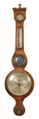 Appraisal: A th century mahogany and strung wheel barometer with silvered